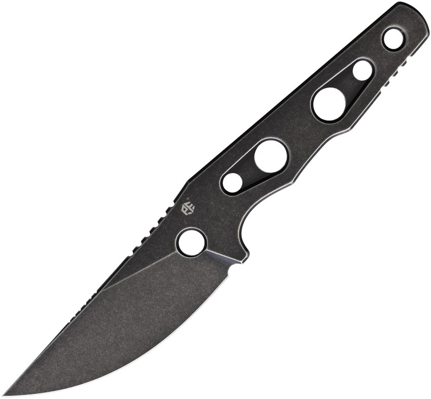 Petrified Fish Bison L Black Stonewash Bohler N690 Fixed Blade Knife FE18DWK