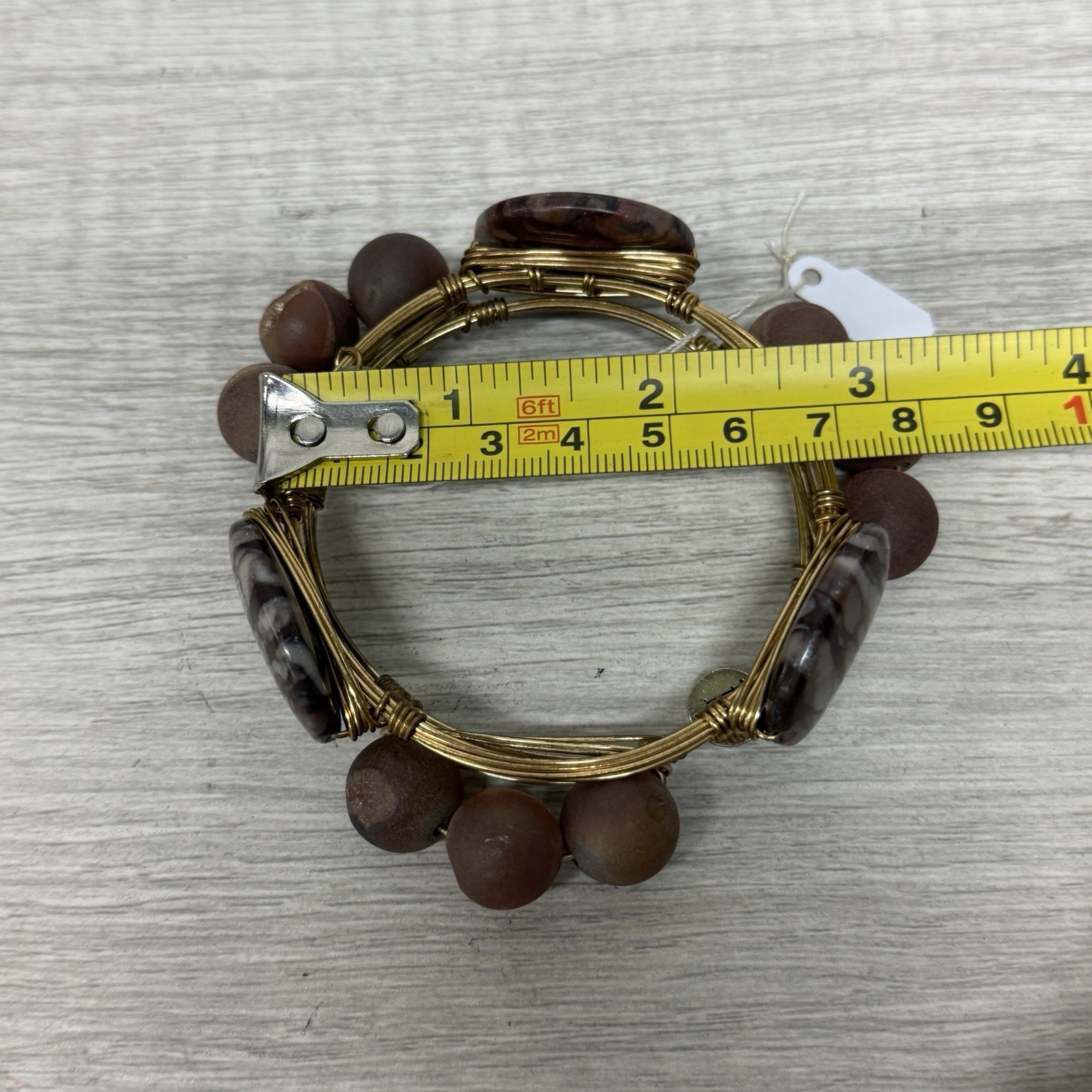 Curated Earthy Boho Bracelet Stack Wire Wrapped Agate Opalescent Artisan