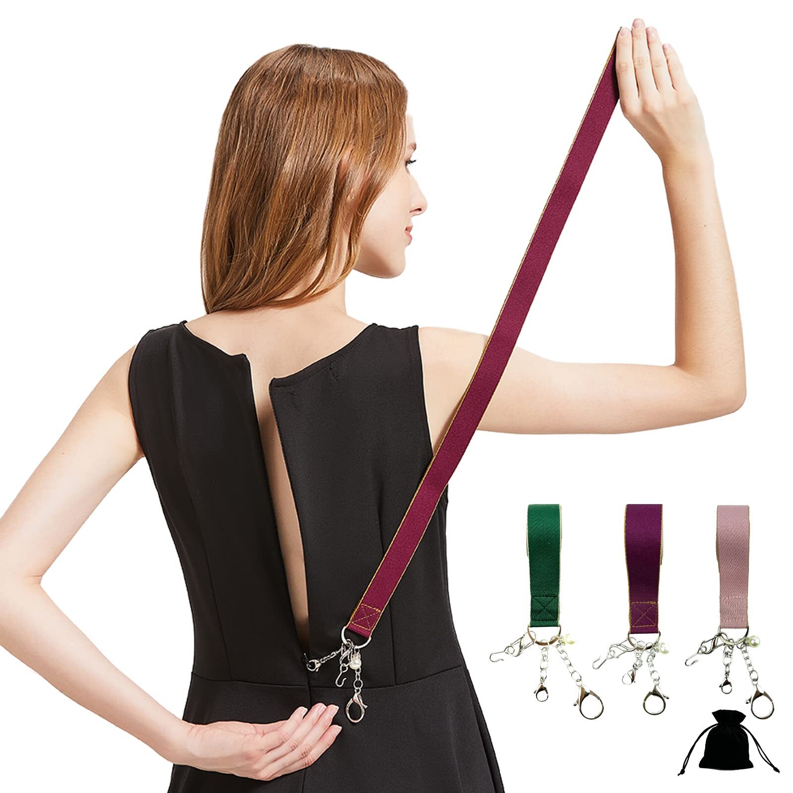 Zipper Helper Pull for Dresses - with 3 Different Types of Hooks - Dress Zipp...