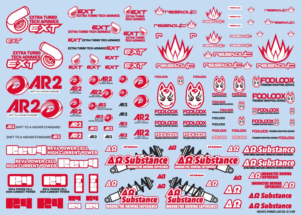HIQ-SLD02S-RE HiQ Parts Sponsor Logo Decal 02S Red / Dark Gray (1pc)