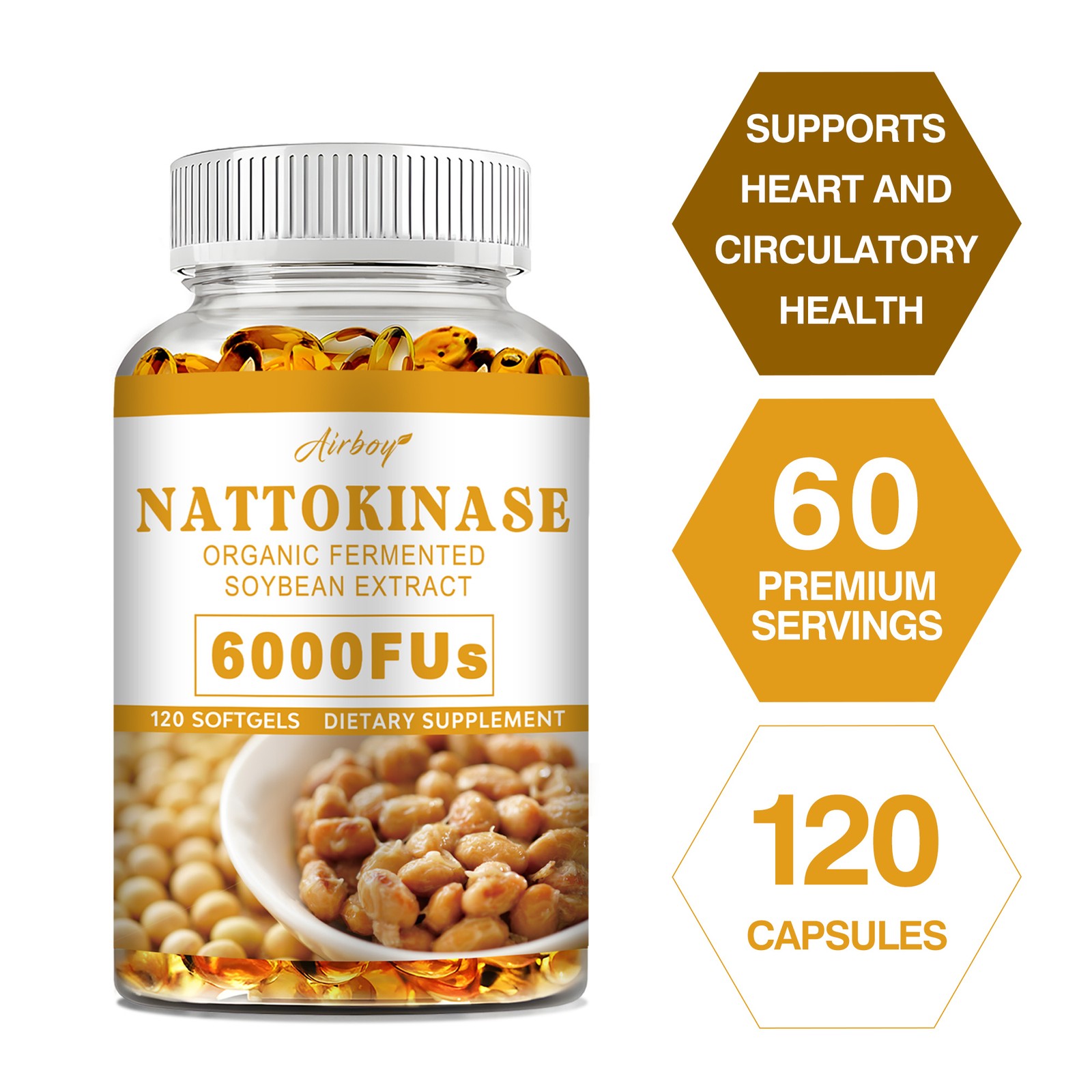 Nattokinase 6000 FU - Support Blood Pressure, Supports Cardiovascular Health
