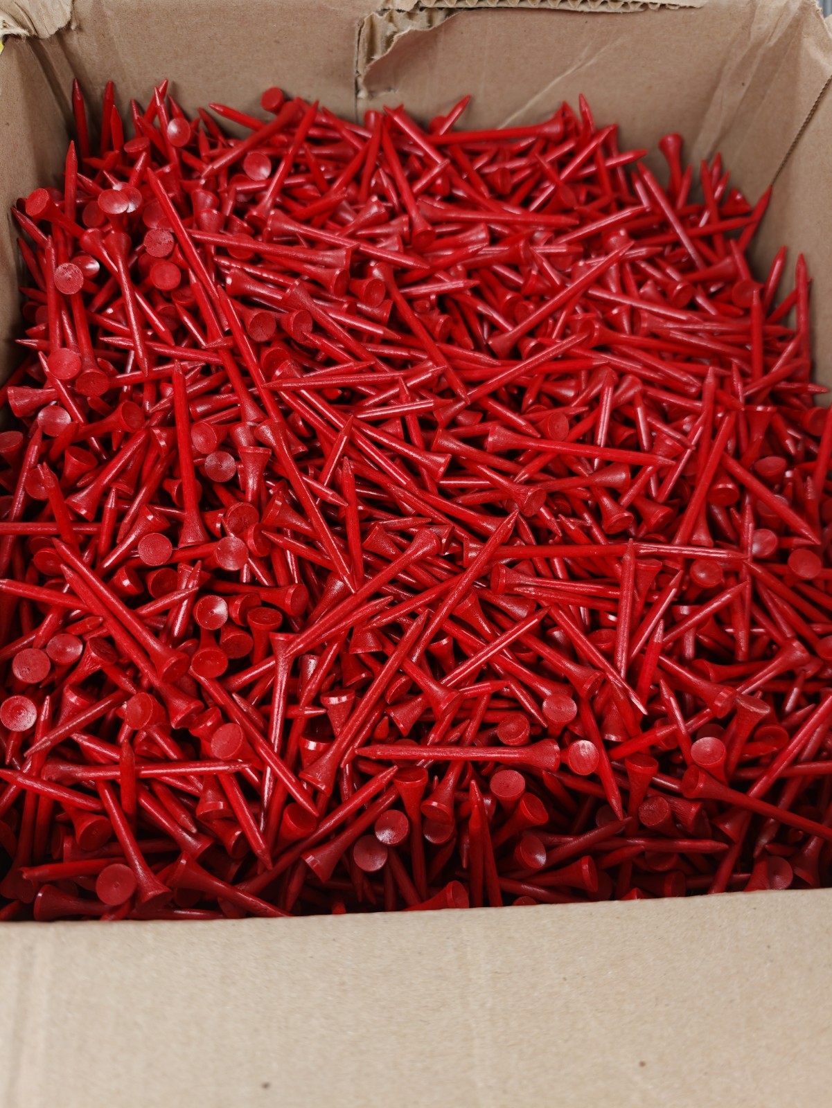 Pride Sport Hardwood Wood Golf Tees – 2 3/4 Inch - 10,000 Count Bag Red
