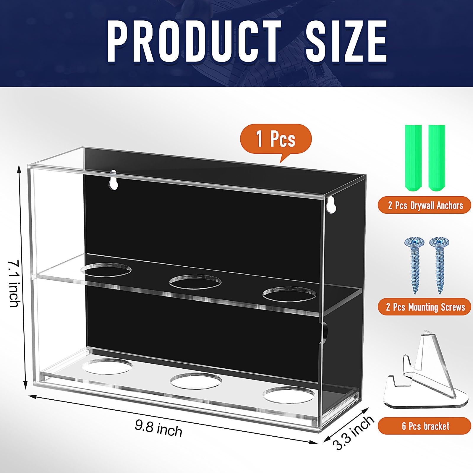 Colingmill Acrylic Baseball Display Case Wall Mounted Holder Clear