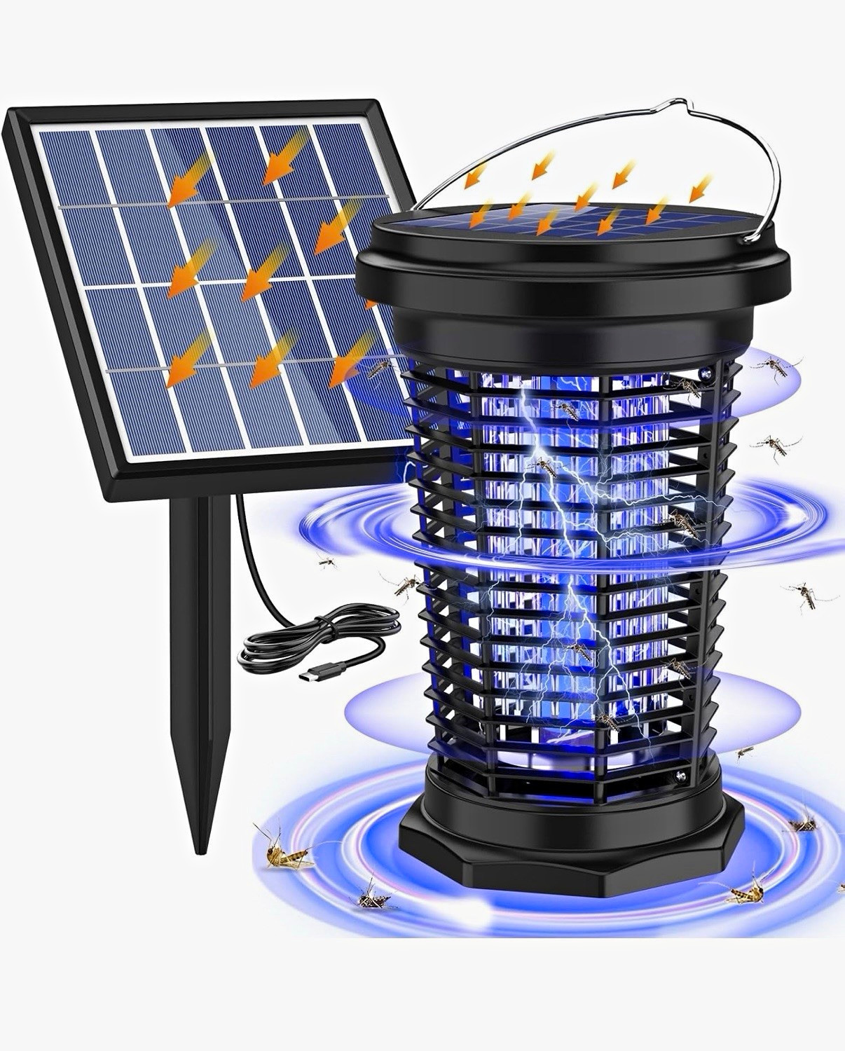 Solar Mosquito Bug Zapper Lantern LED Lamp, Built-in Battery