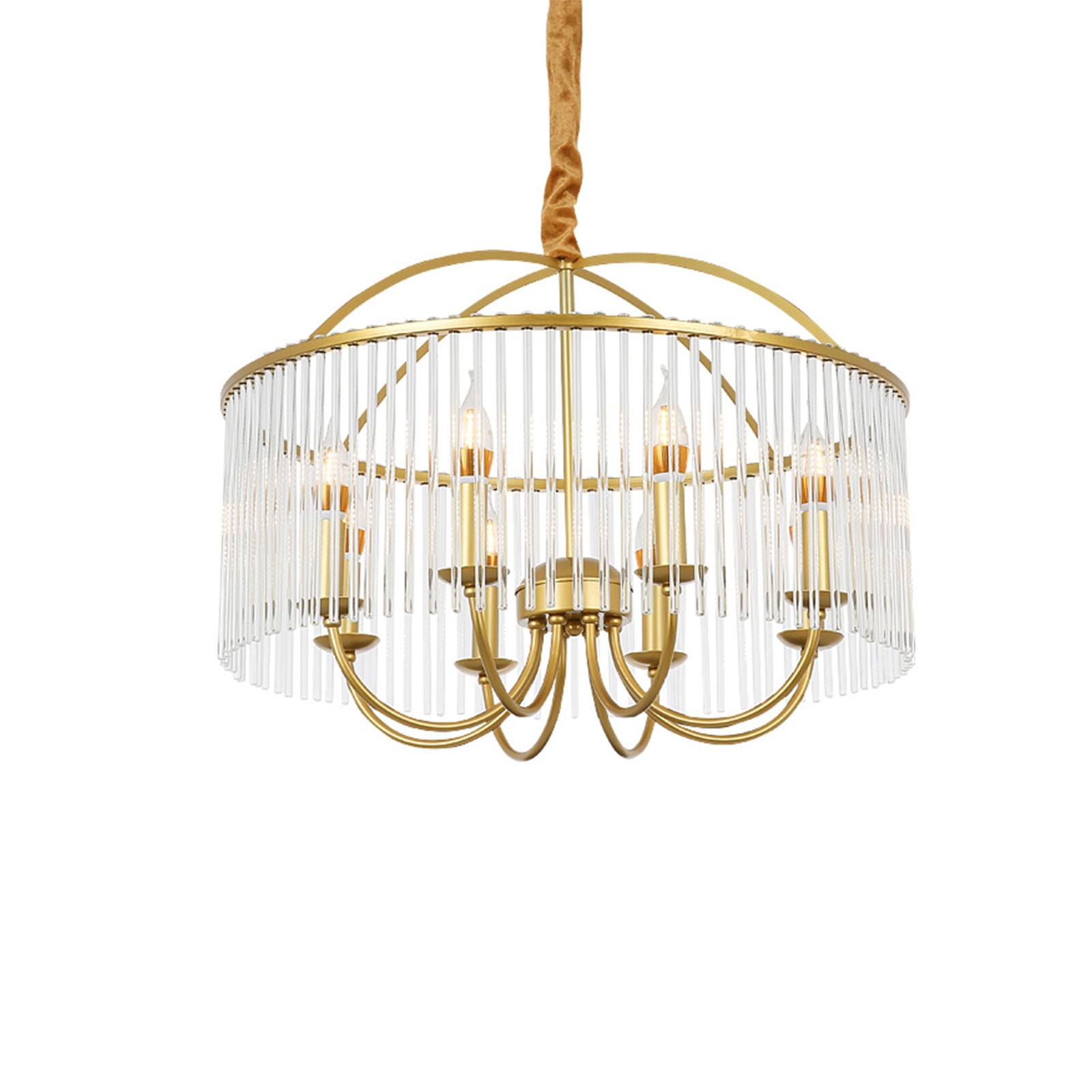 110-130V 6-light Modern Crystal Ceiling Light Fixture Ceiling Mounted Light Gold