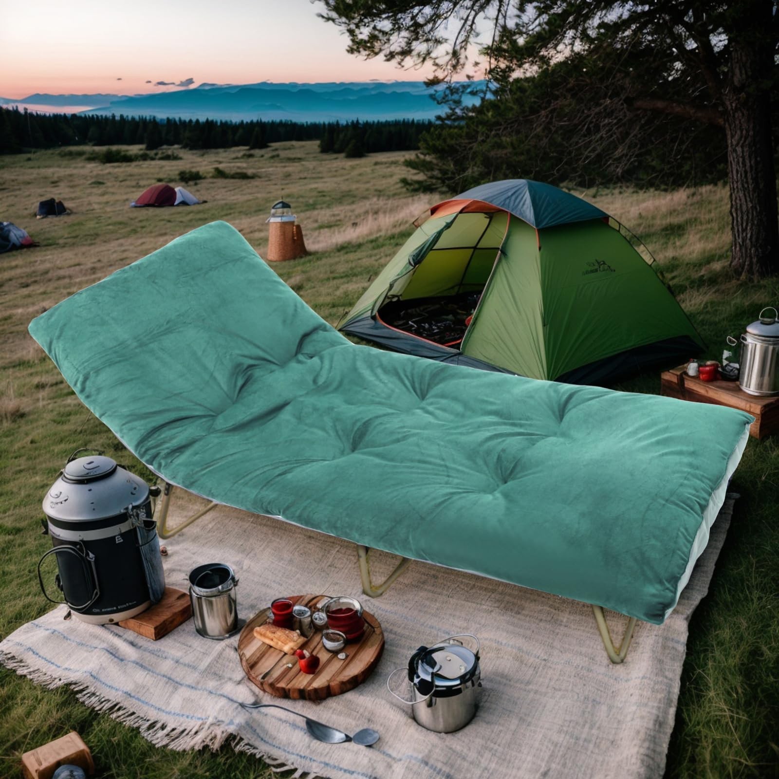 Folding Camping Cot Pad - Portable & Comfortable Outdoor Sleeping Mat with El...