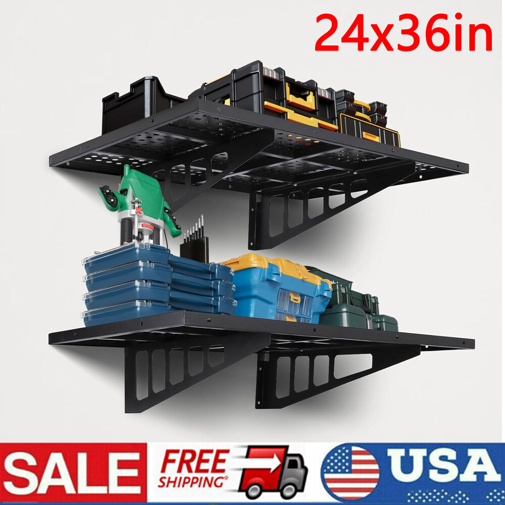 2PCS 2x3 ft Garage Storage Rack Wall Floating Shelving Heavy Duty Wall Shelves