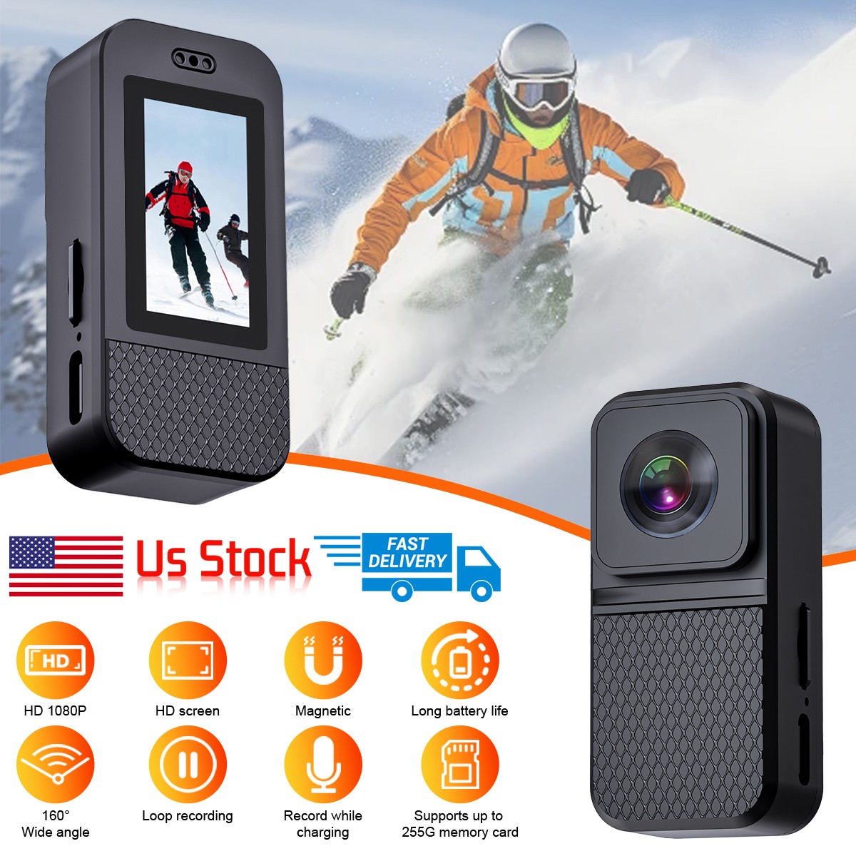Portable Back Clip Action Cam Magnetic Clip Cycling Mount Record While Charging