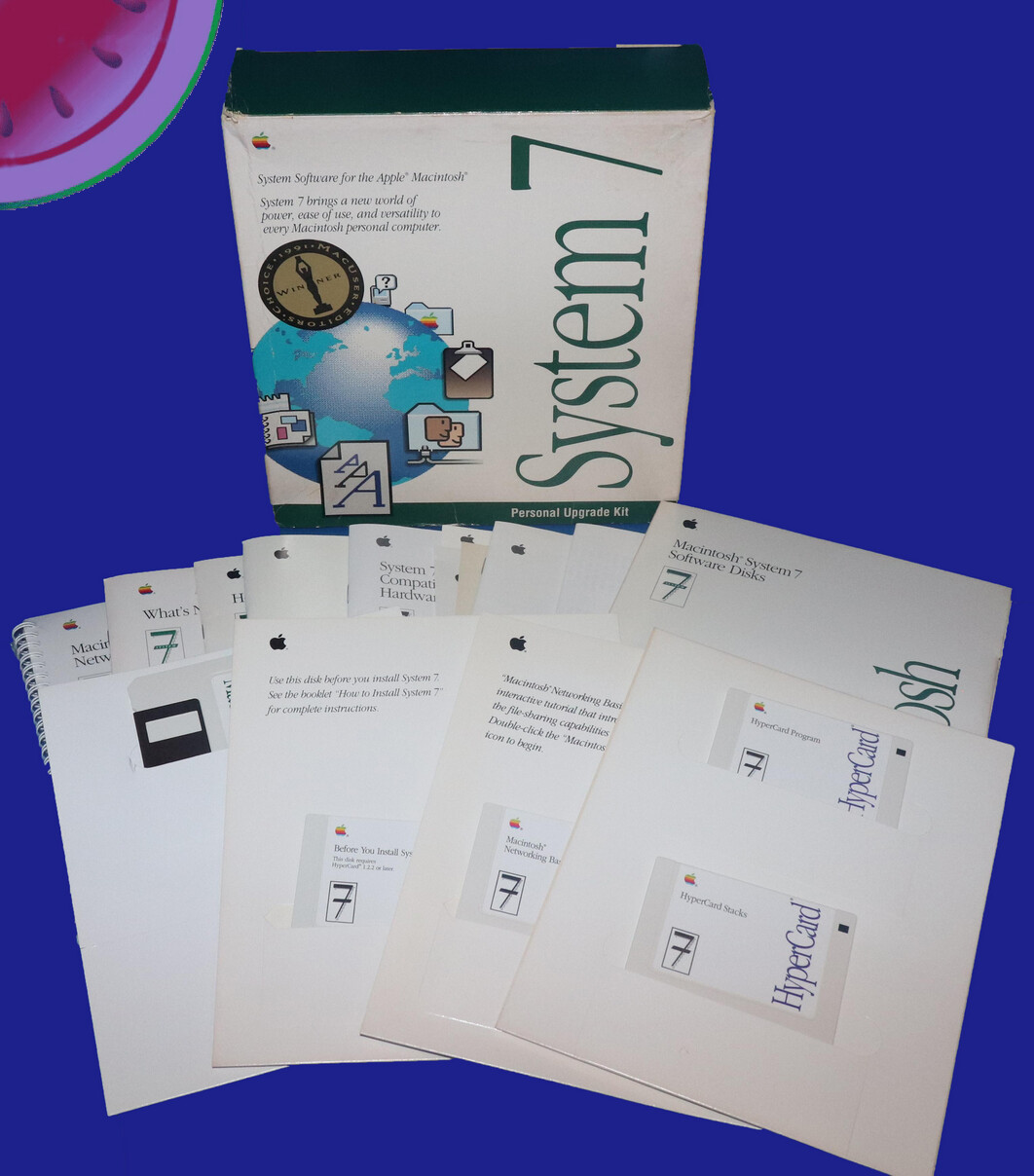 Apple System 7 Personal Upgrade Kit Software & Manuals + Hypercard 1991 M8220LL