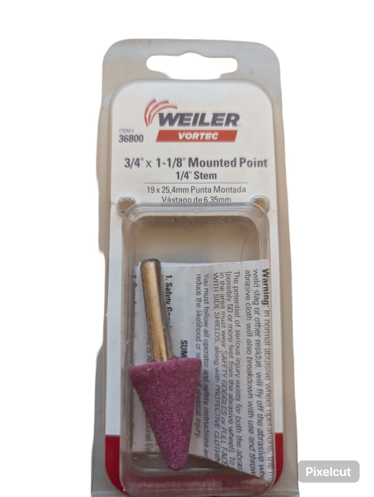 Weiler Vortec Grinding Point, 3/4" x 1-1/8" Mounted Point 1/4" Stem