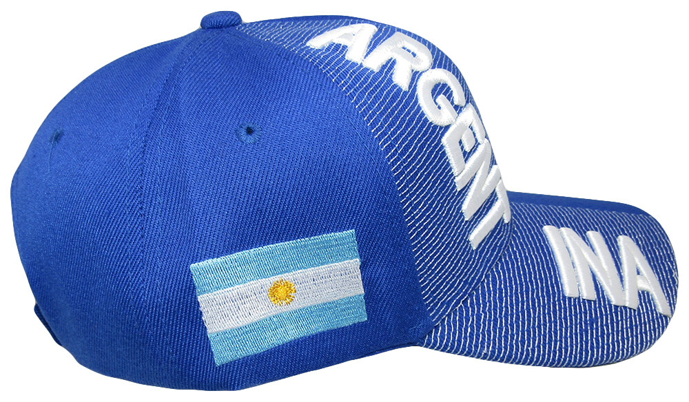 Argentina Country Royal Blue White Letter Crest Patch Side Embroidered Hat Cap