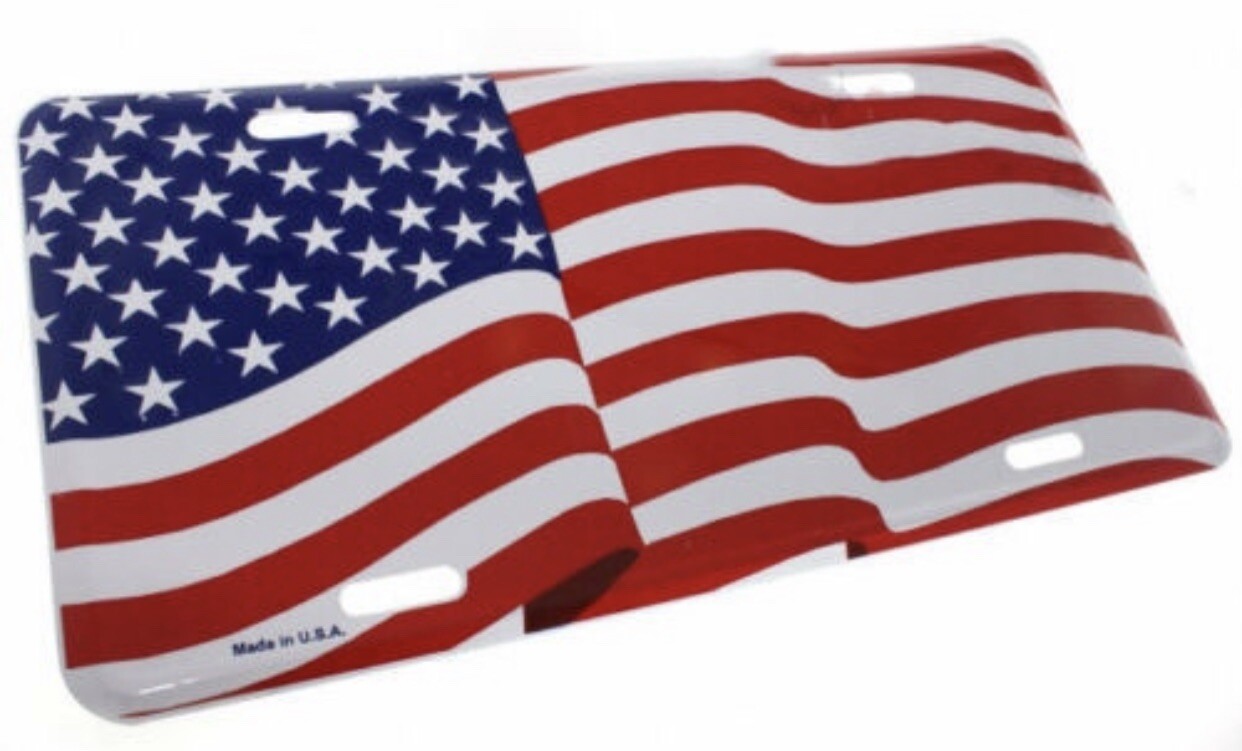 USA AMERICAN FLAG LICENSE PLATE ALUMINUM STAMPED METAL TAG for Car, Truck