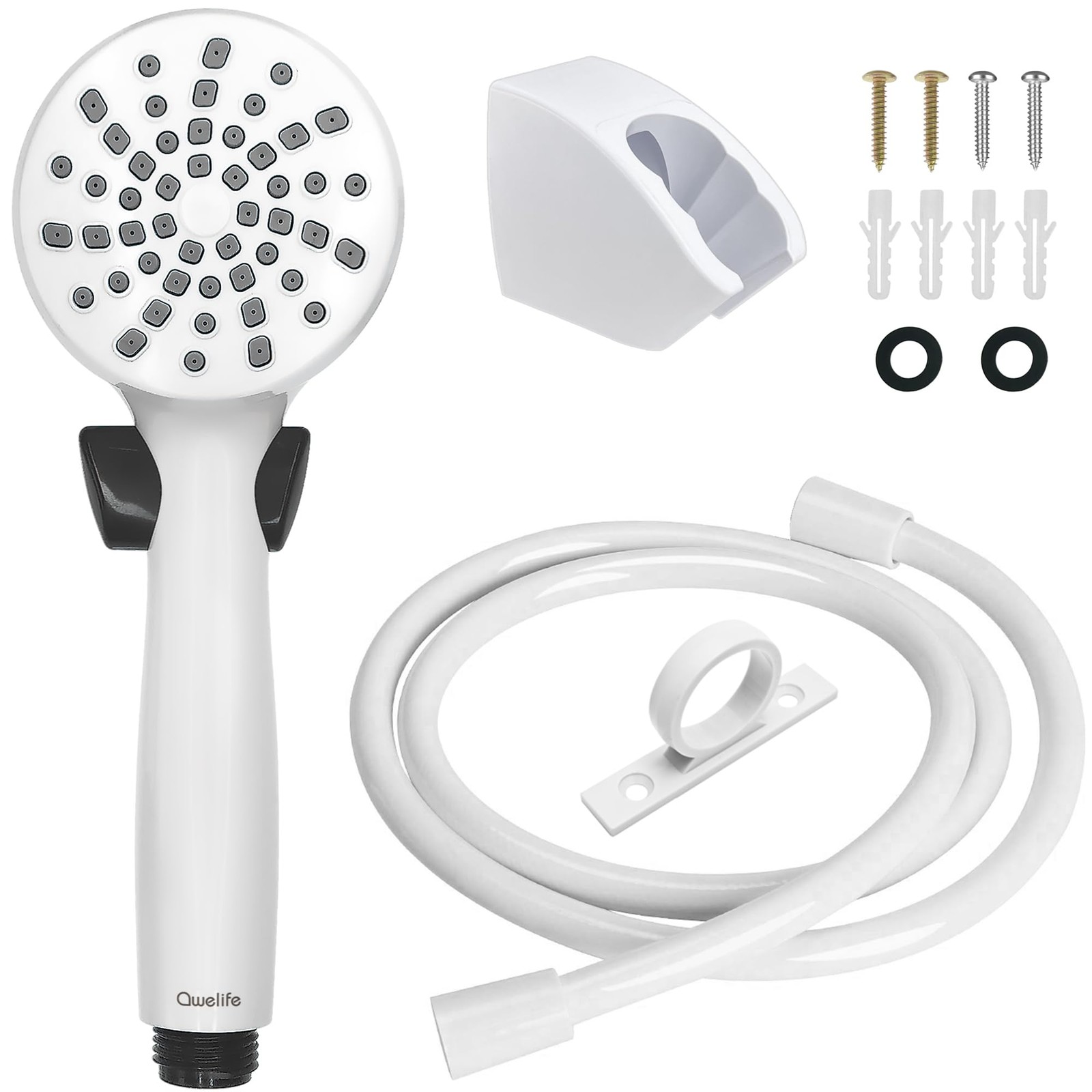 RV Shower Head with Hose On Off Switch High Pressure Water Saving White