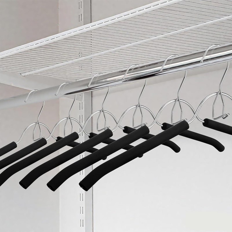 Non Slip Foam Padded Hangers Set 10pcs Robust Metal Core Dual Hanging Method New