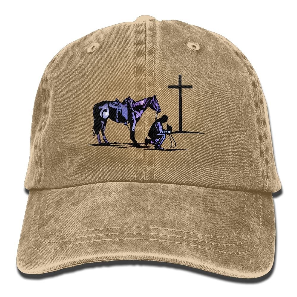 MOCSONE Cowboy Horse Prayer Unisex Adult Baseball Hat One Size, Natural