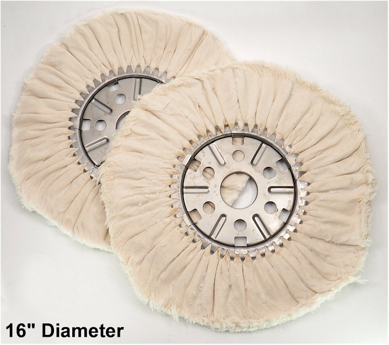 2X! 16" 100% Cotton Airway Polishing Wheel 7" Center Ring 2-1/4" Arbor, 16 Ply