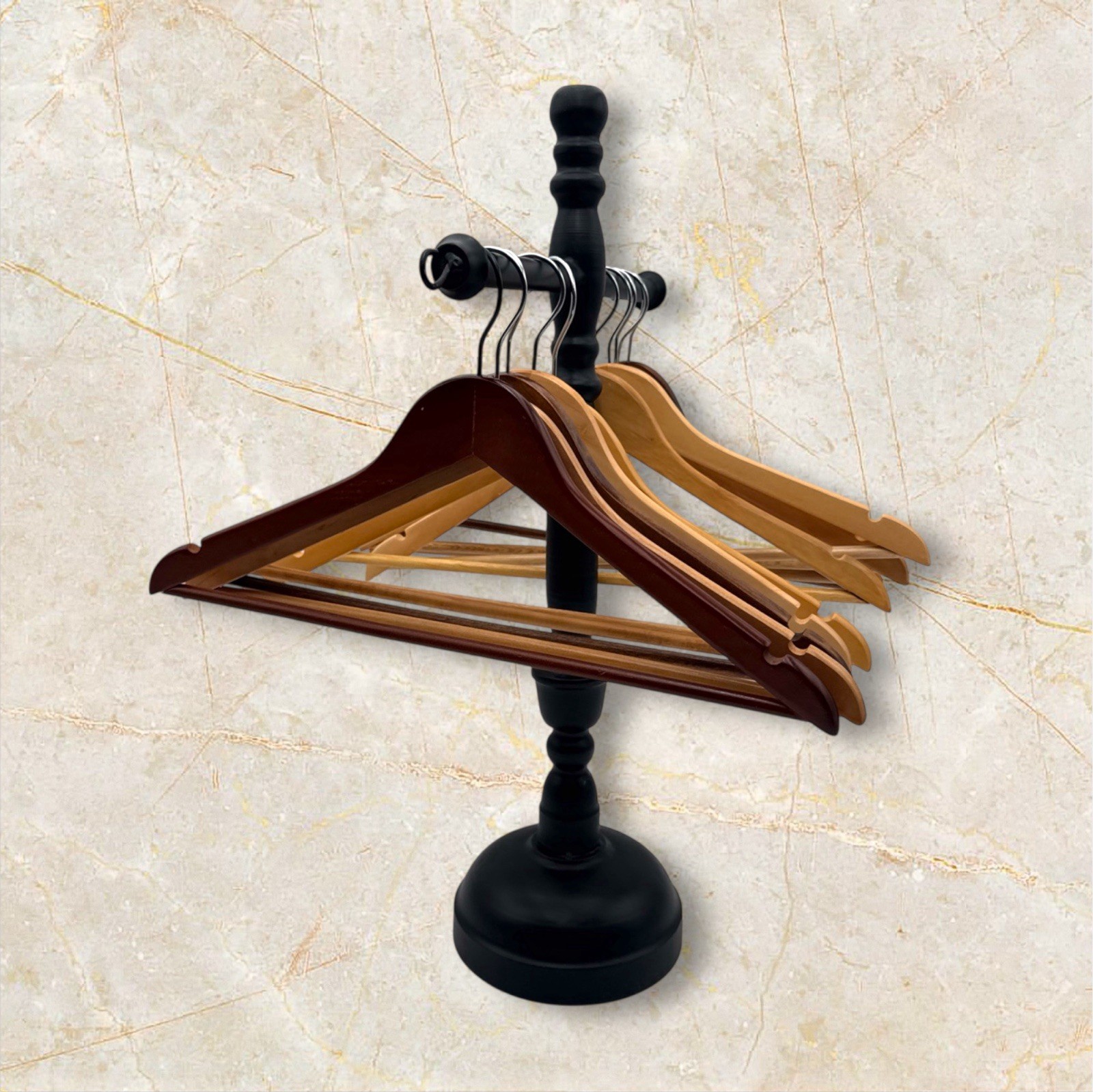 Lot Of 10 Beautiful Wood Hangers For Pants And Or Suits