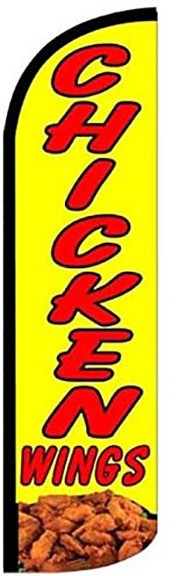 CHICKEN WINGS Windless Swooper Flag 3x11.5 ft Tall Feather Banner Sign yq