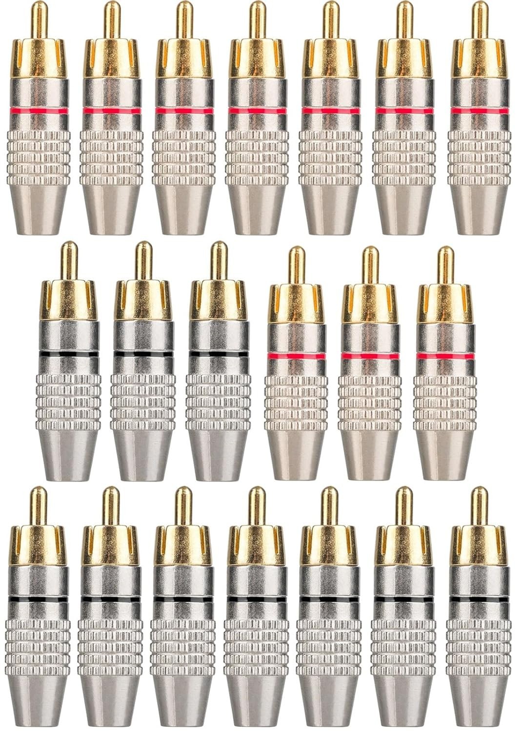 Elechood 20Pack RCA Male Plug Solder, Gold Audio Video Cable Adapter