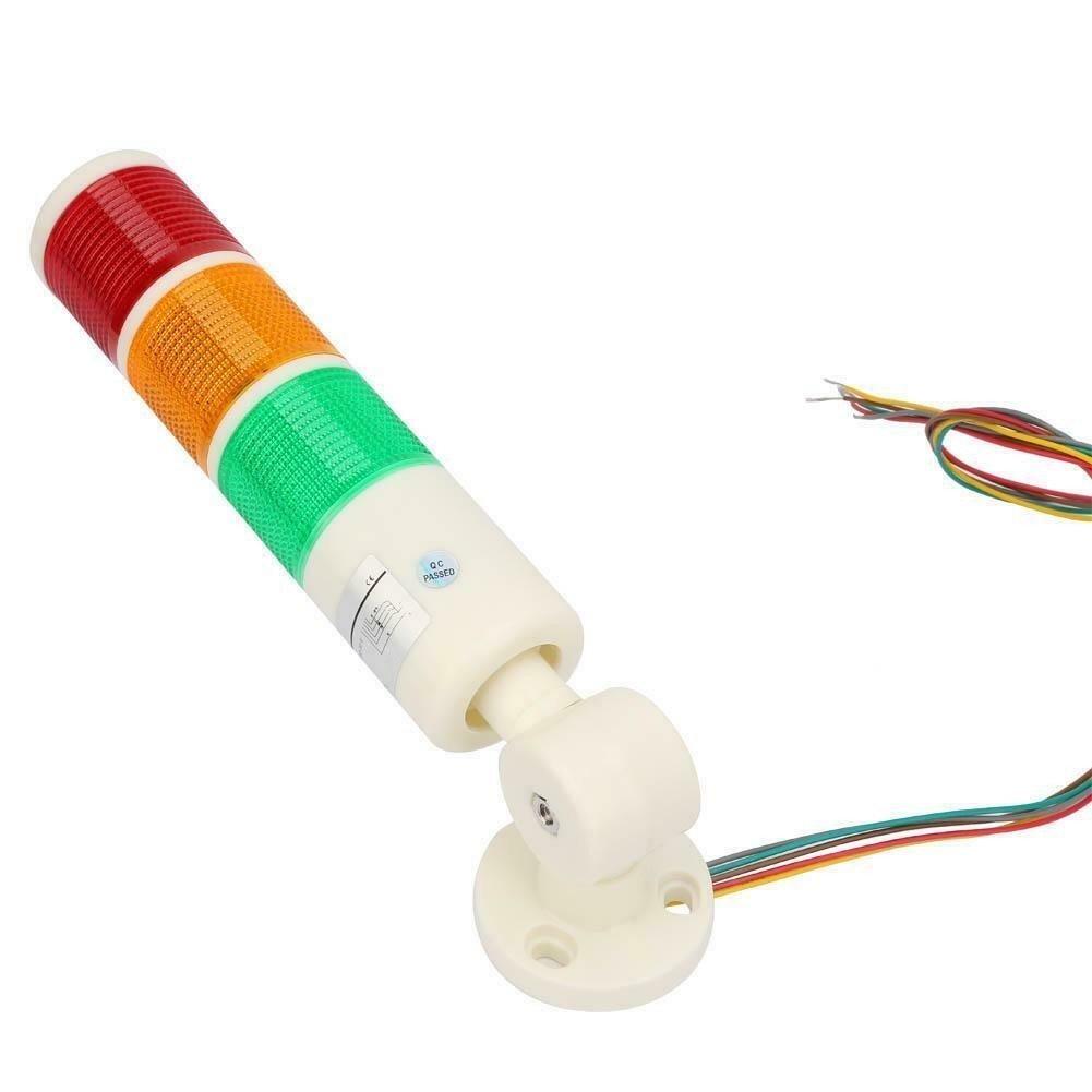 Red Green Yellow Led Stack Light Alarm Signal Tower Lamp W/Buzzer 12V New
