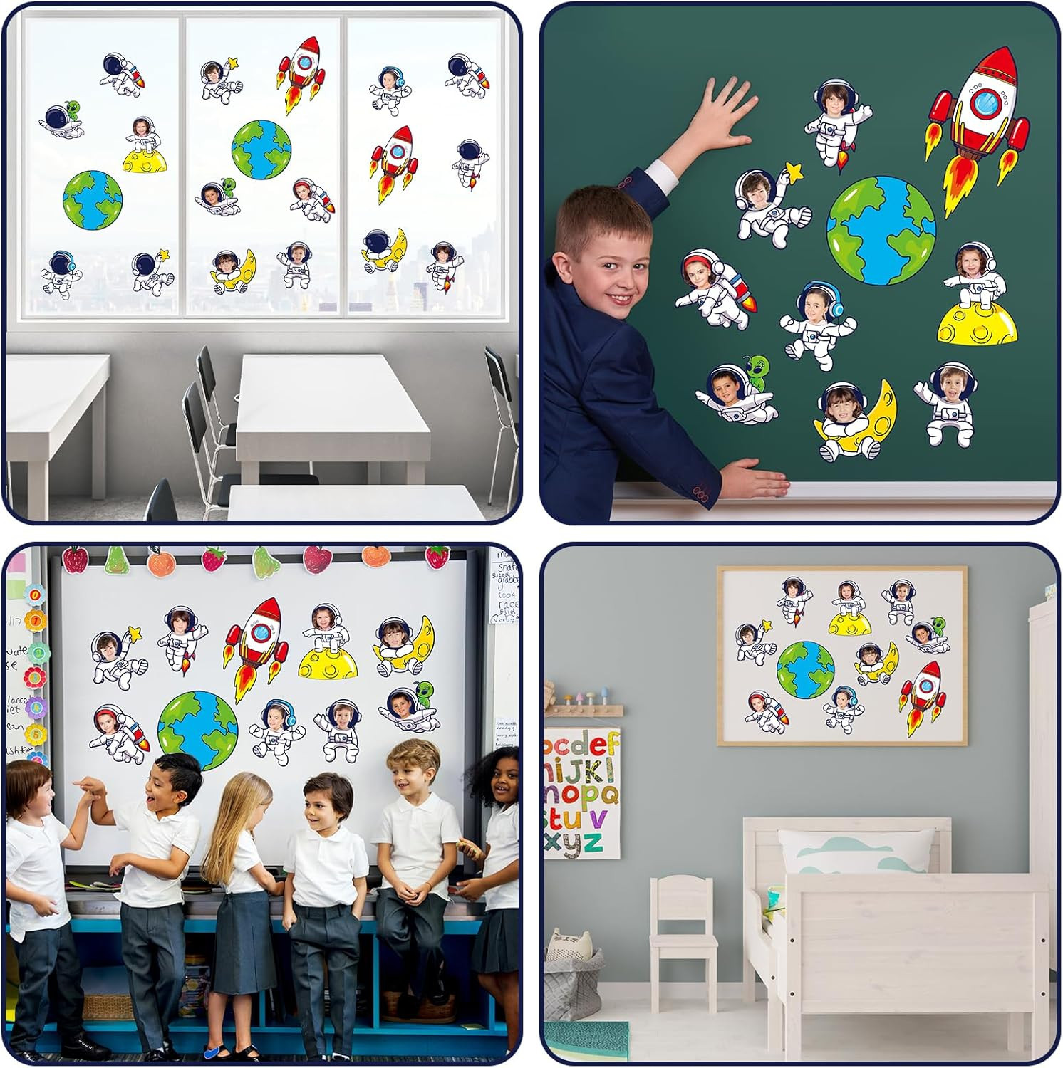 60Pcs Outer Space Cutouts Astronaut Bulletin Board Set Decoration Space Theme Cl