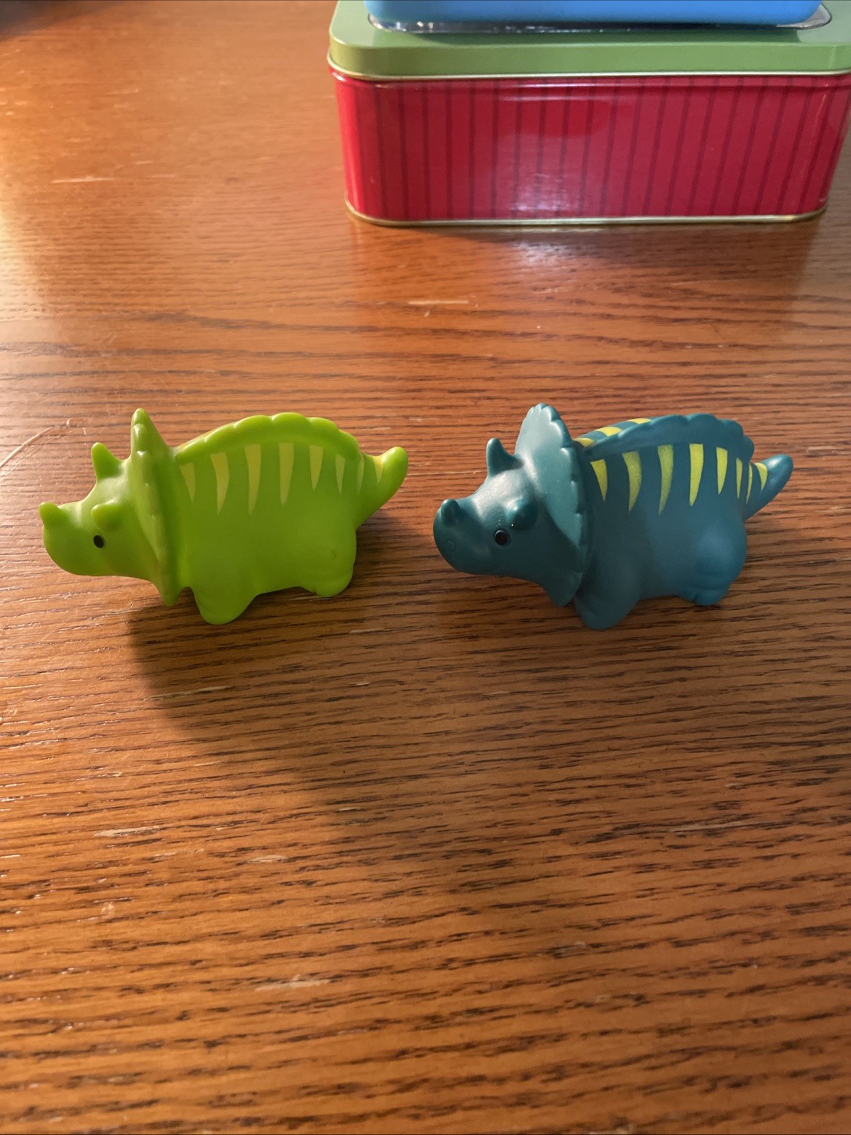 Rhino Rubber Toys Set of 2 Toddler Preschool Dark Green Lime Green C3