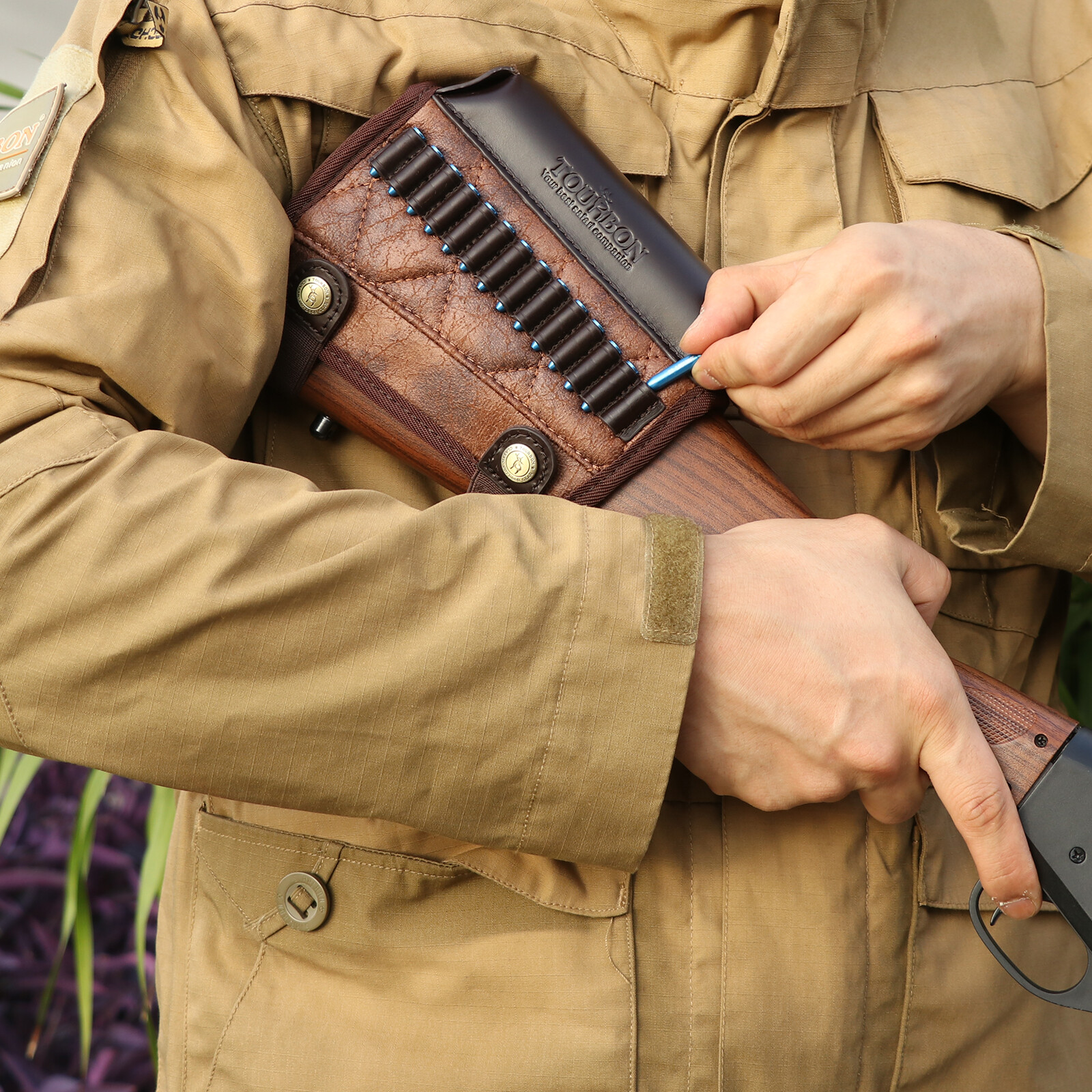 Tourbon Cheek Rest Comb Riser .22LR Cal Rifle Ammo Holder Padded PU& Leather US