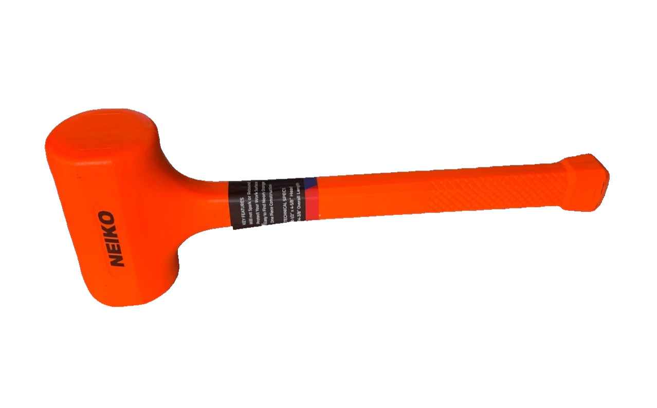 NEIKO 02848A 3 LB Dead Blow Hammer, Neon Orange -Unibody Molded -Checkered Grip