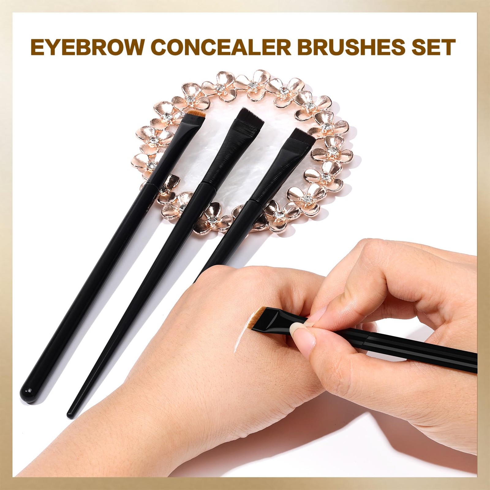 4 PCS Eyebrow Brush Set Angled Flat Concealer Precise UltraThin Tint