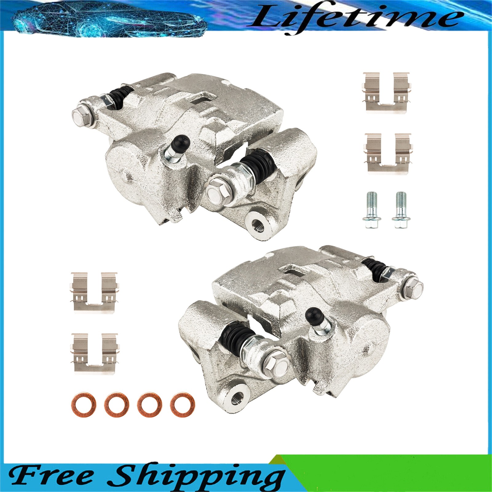 Pair of Rear Brake Calipers w/ Bracket For Subaru Forester 2009-2013 Impreza