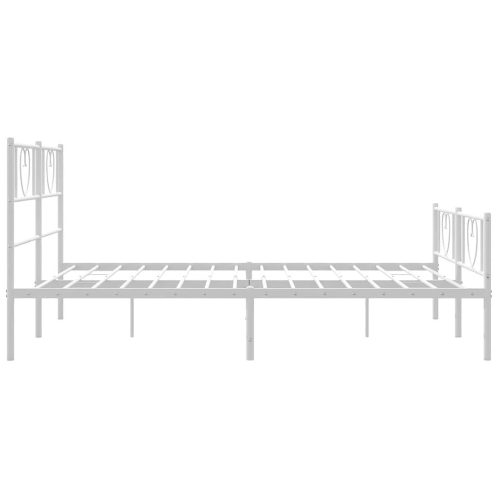 Bed Frame White Powder-coated steel King Bed Frame Rectangular