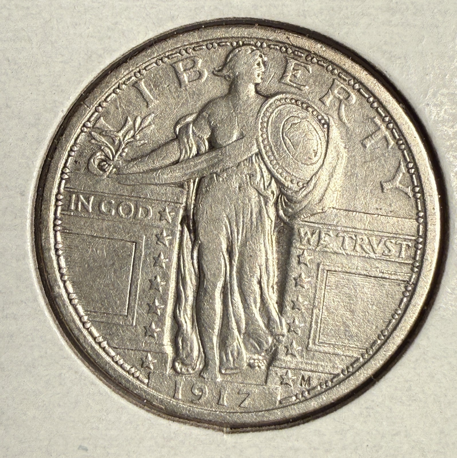 1917 Type-1 Standing Liberty Quarter, AU Det. (14654)
