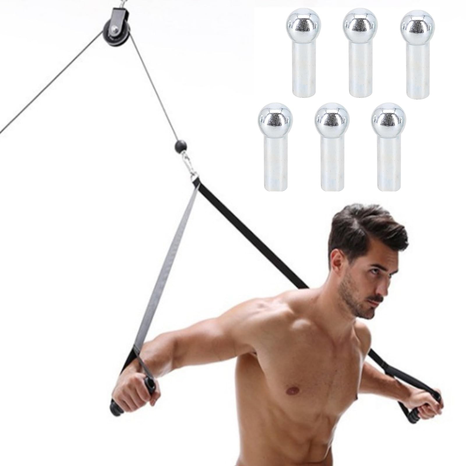 6 Pack Gym Cable Ball Stopper Pulley Machine Sliver