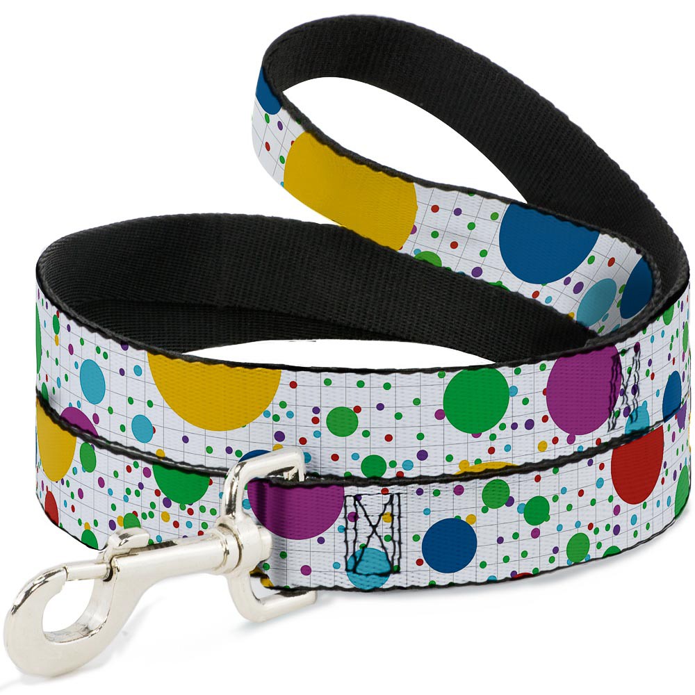 Dog Leash 6-FEET Dots/Grid3 White/Gray/Multi Color