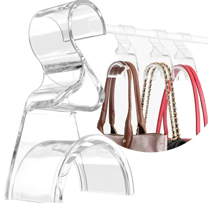 3 Pack Acrylic Purse Organizer for Closet – Protects Bag Straps from Creasing
