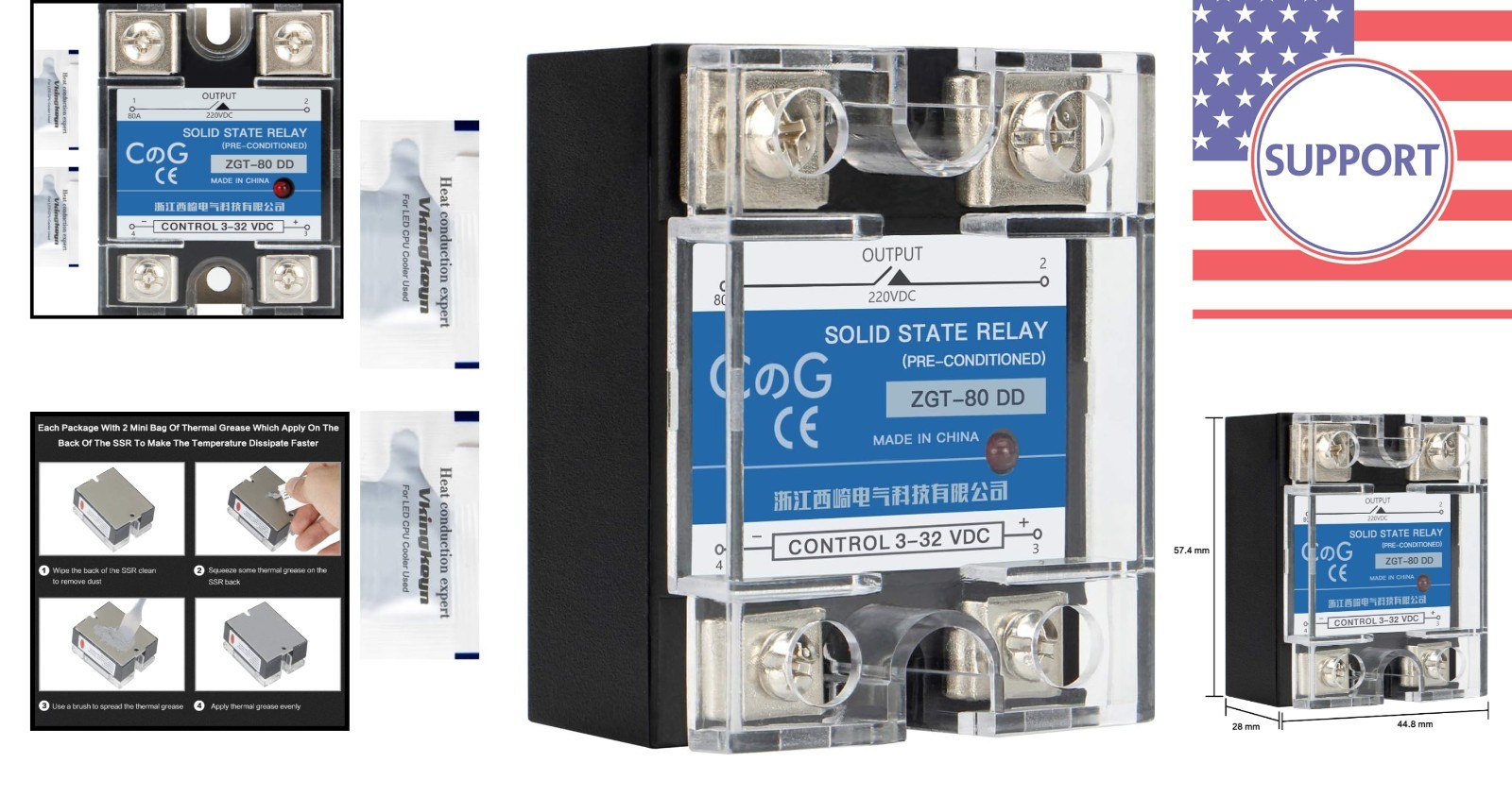 High Performance Solid State Relay SSR-80DD: DC Input 3-32VDC to Output 5-240VDC