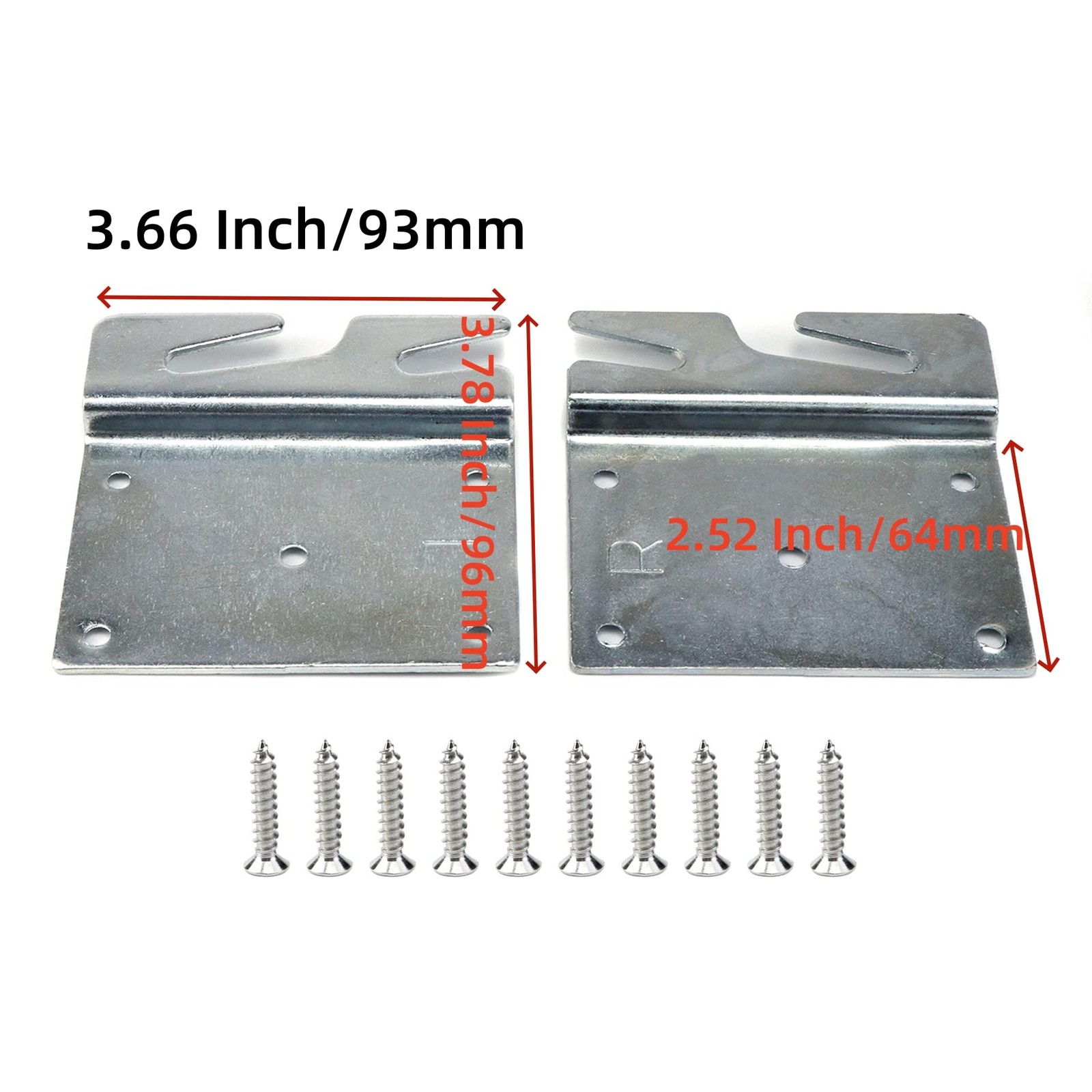 Mcredy Bed Rail Brackets, Heavy Duty Silver Bed Frame Hooks, 5-Hole, 4Pcs