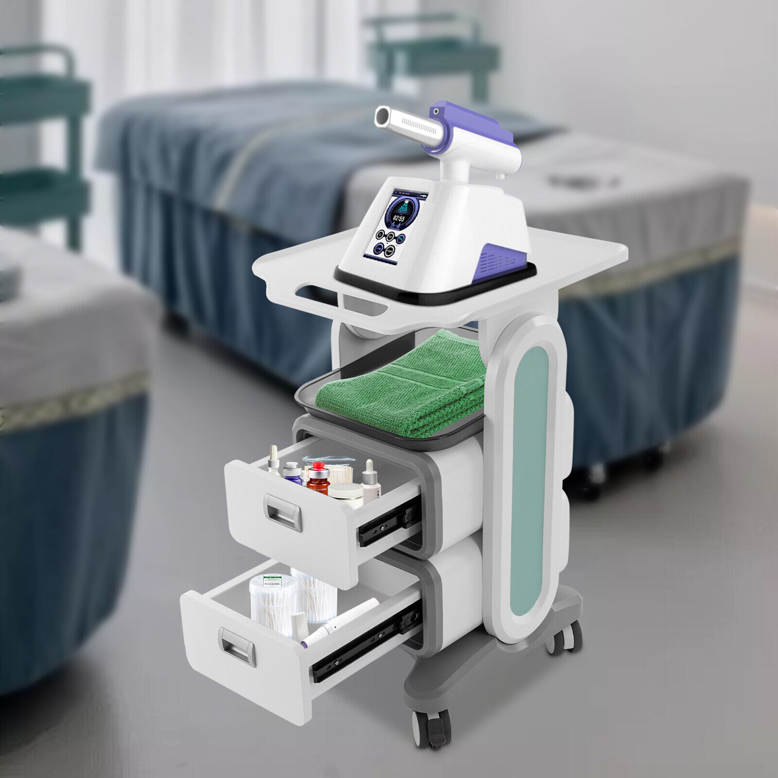 Dental Cabinet Mobile Cart 2 Drawers Stainless Steel Storage Cabinet with wheels
