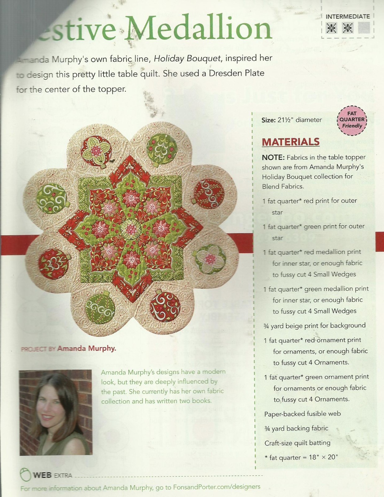 D0156 FESTIVE MEDALLION QUILT PATTERN/INSTRUCTIONS