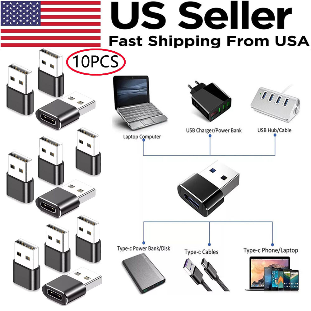 10Pcs USB C 3.1 Type C Female to USB 3.0 Type A Male Port Converter Adapter USA
