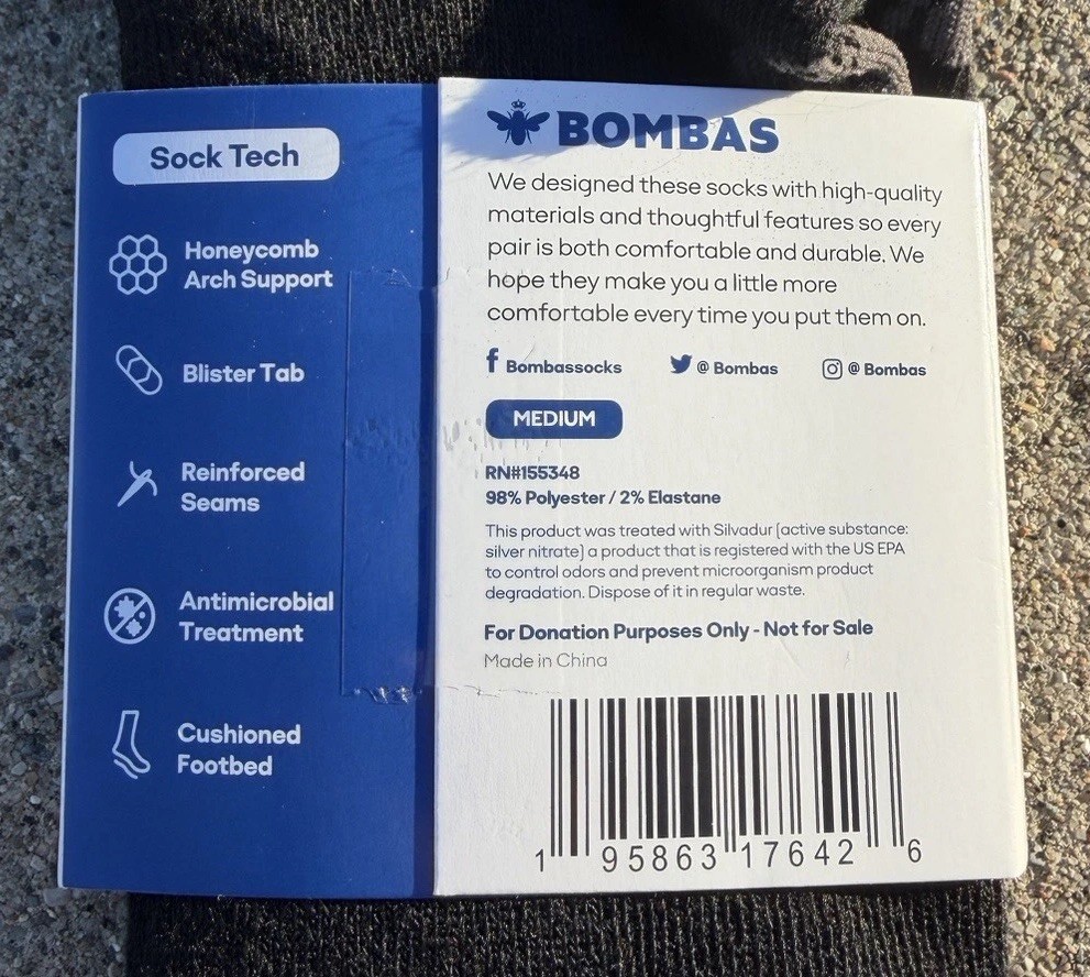 4 Pairs Of Bombas Ankle Socks New With Tags Size Medium Mens 6-9 Womans 8-10.5