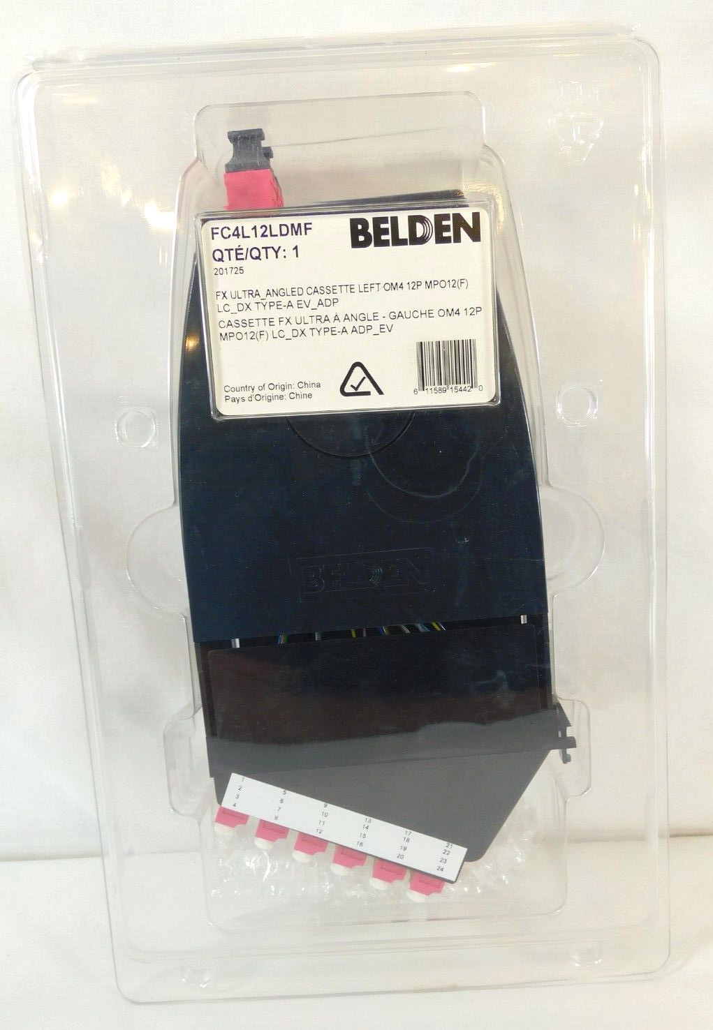FX Ultra Angled Cassette Left OM4 12P MPO12(F) LC DX Type-A EV_ADP FC4L12LDMF