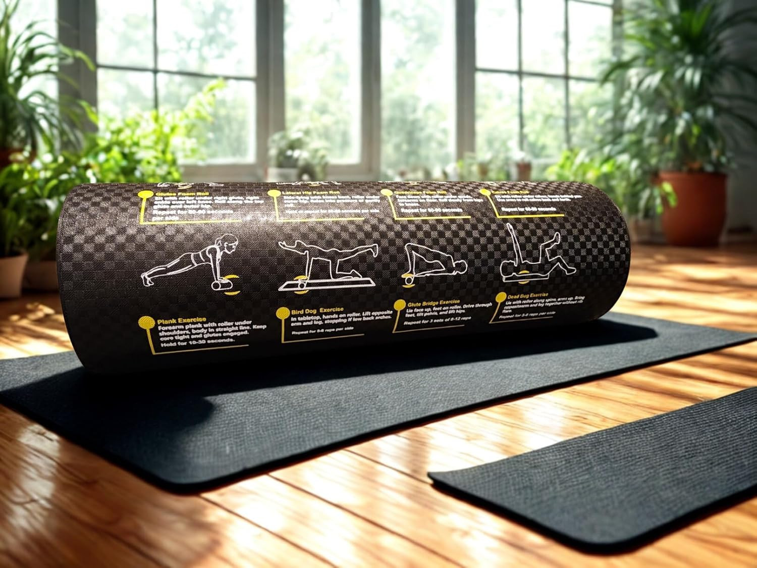 Foam Roller with Printed Exercises - 17.7''X 6'' Lightweight EPE/PE Exercise Rol