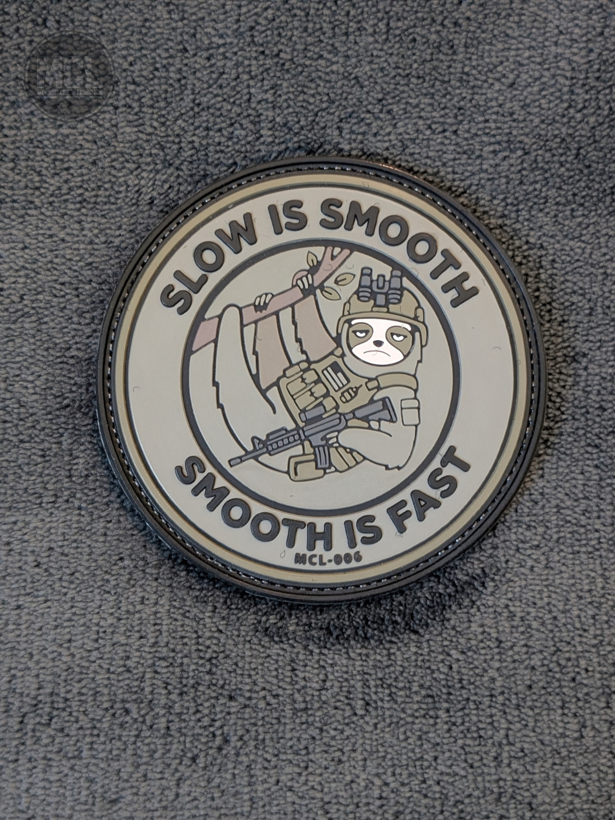 Slow Is Smooth Smooth Is Fast Tactical Sloth PVC Morale Patch Hook & Loop MCL