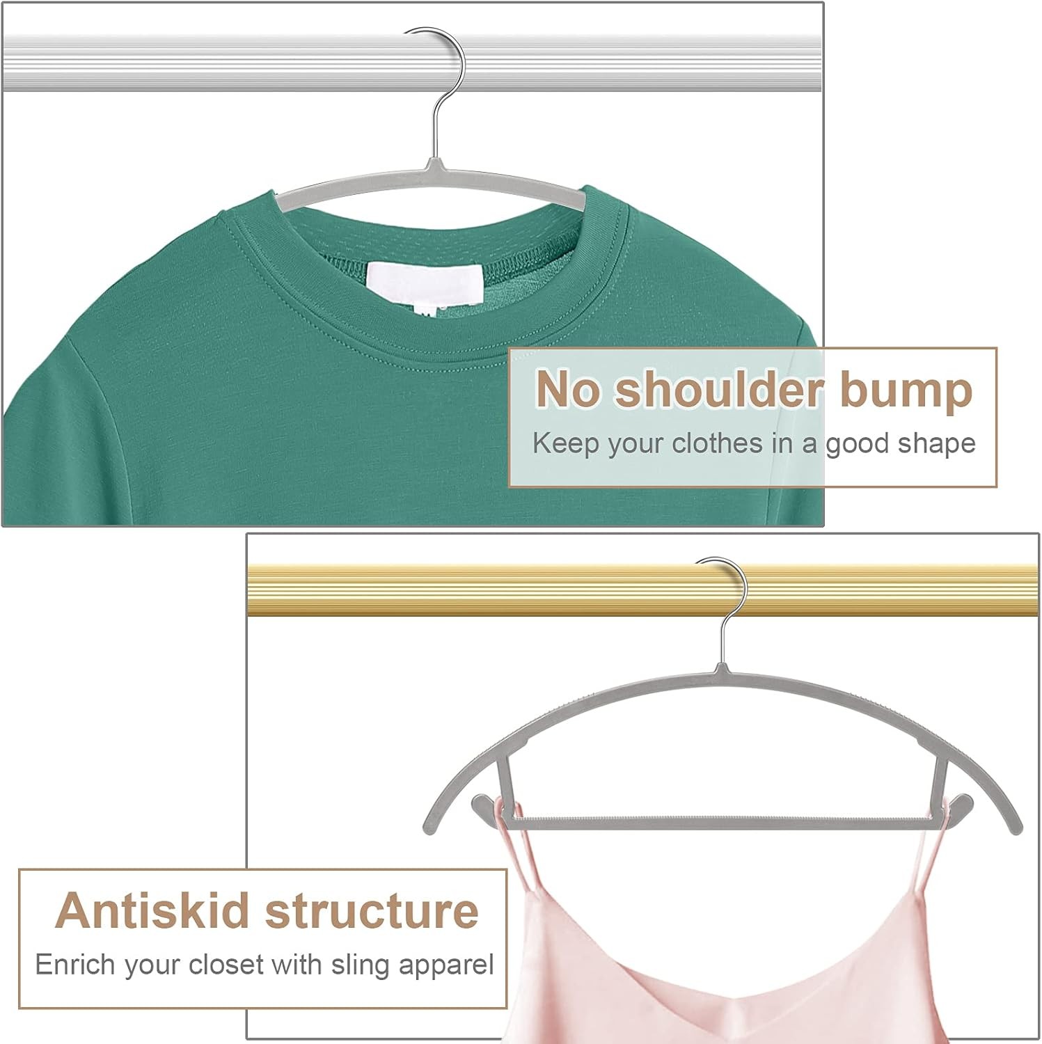 Plastic Hangers 50 Pack No Shoulder Bump Suit Hangers Non Slip Space aving Cloth