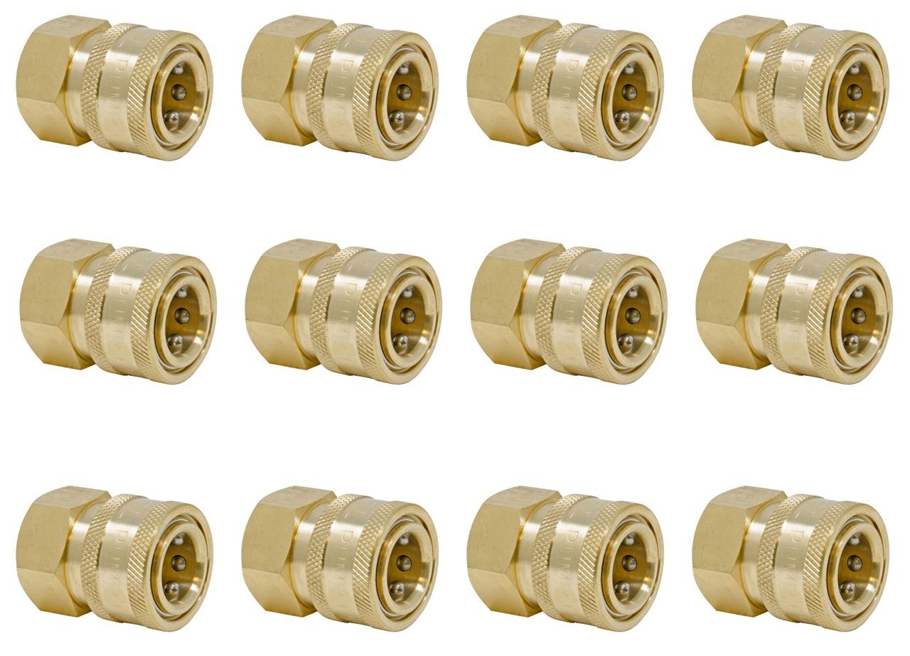 12 Pack GP Quick Disconnect Sockets, Brass 3/8 x 3/8 NPT-F 4,000 PSI 88.0297