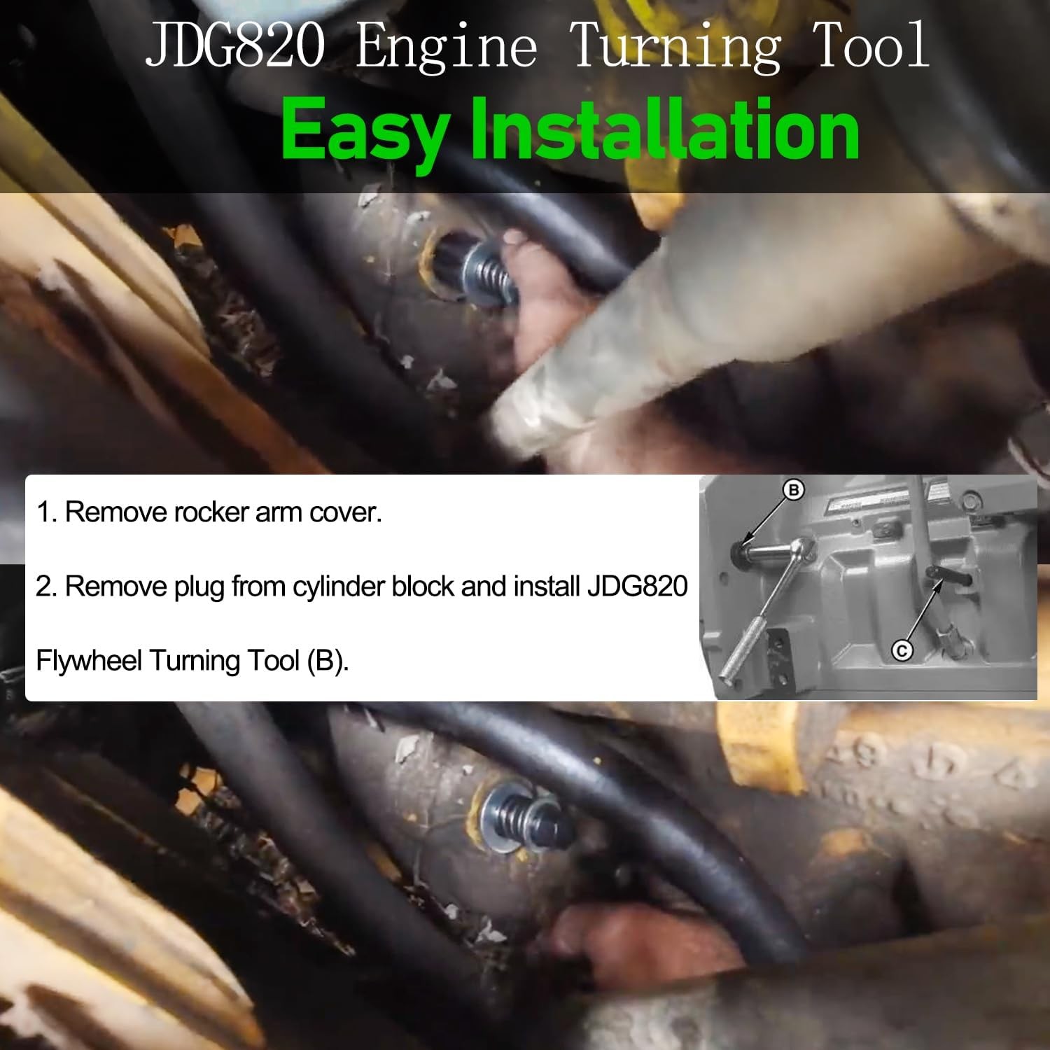 for John Deere Engines # JDE83 JDE81-4 JDG820 Engine Turning Tool & Timing Set