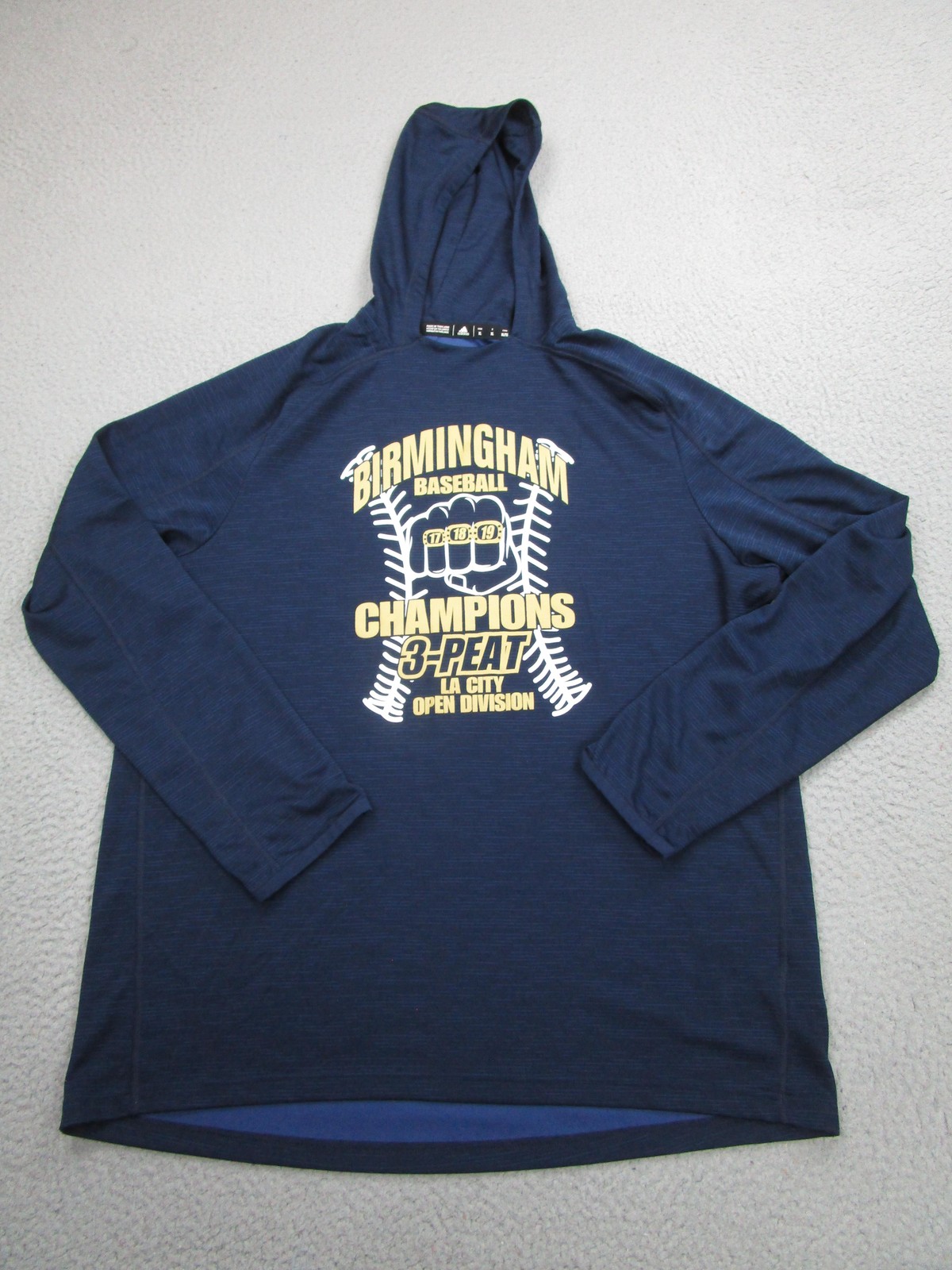 Birmingham Baseball Champions Shirt Hoodie XL 3-Peat LA City Adidas Climalite