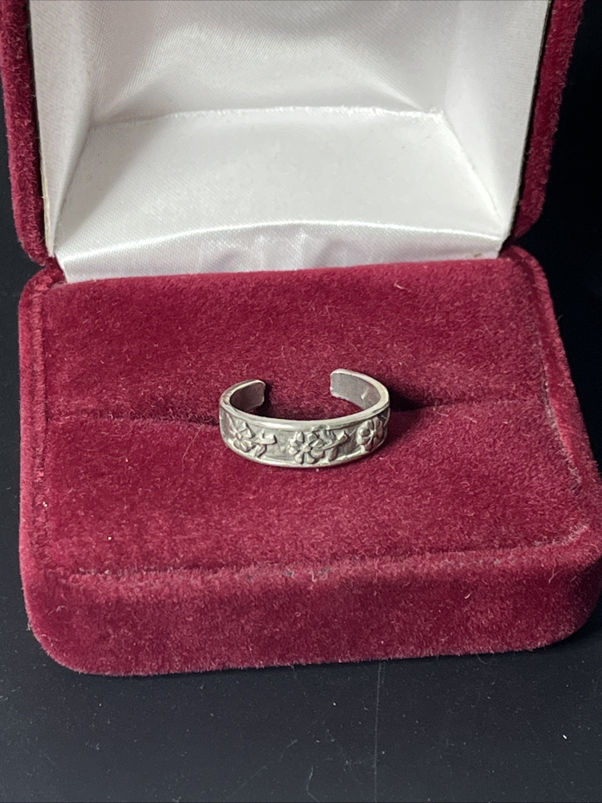 Sterling Silver Adjustable Toe Ring Engraved Band Open Boho Beach Jewelry