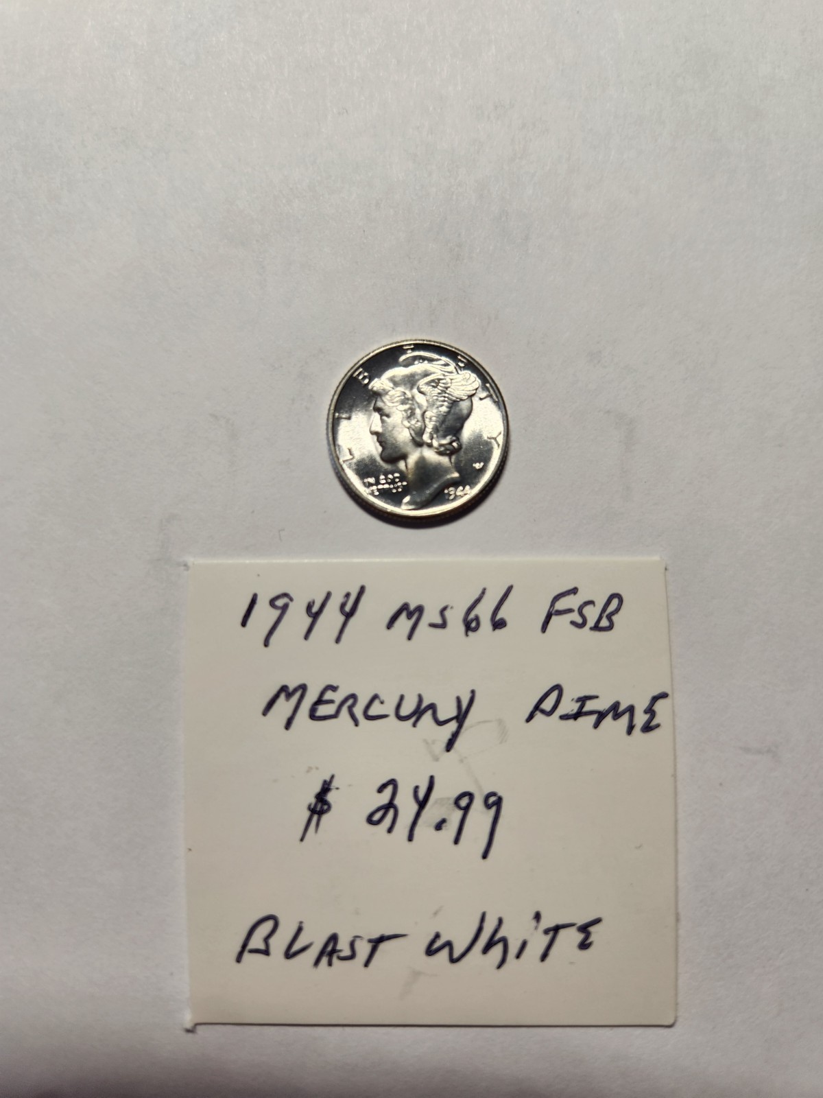 1944 UNC+++ Full Split Bands Mercury Dime Rare Blast White